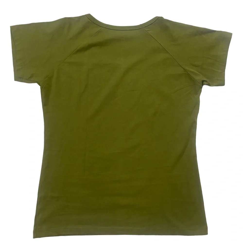 NWT XL Cuzco 100% Peruvian Cotton Olive Green Short Sleeve T-Shirt Scoop Neck - Picture 8 of 8